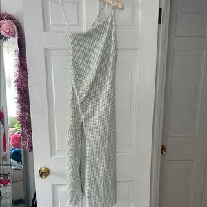 Pull & Bear One Shoulder Gingham Dress